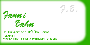 fanni bahn business card